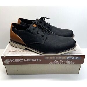 Skechers Matlo Bresen Oxford‎ Mens Size 10.5 Black/Brown 204089 Casual Comfort